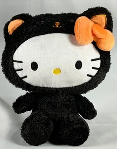 FIESTA San Rio Hello Kitty Black Cat Costume Bow 10" Plush Halloween Toy EUC - Picture 1 of 7