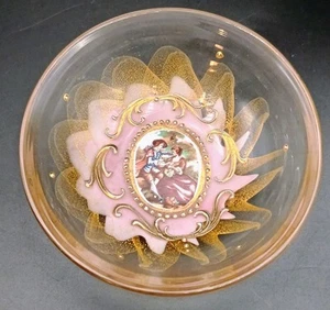 Broche de vidrio artístico remolino plato cortejo pareja incrustación oro rosa pintado a mano - Imagen 1 de 9