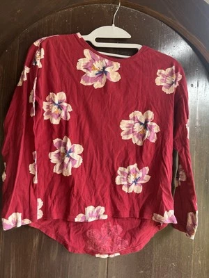 Antigua Camiseta Azul Marino Más Suave Niños Niñas Estampado Floral Algodón Manga Larga Camisa Borgoña L Foto 1 de 3