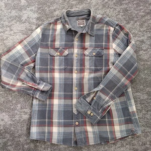 Camicia Fat Face uomo grande grigia quadri quadri maniche lunghe cotone pesante - Foto 1 di 8