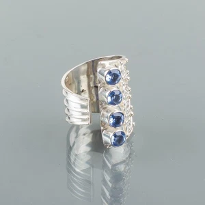 Anello in argento sterling 925 con pietra preziosa tanzanite fatto a mano gioiello per regalo - Foto 1 di 3