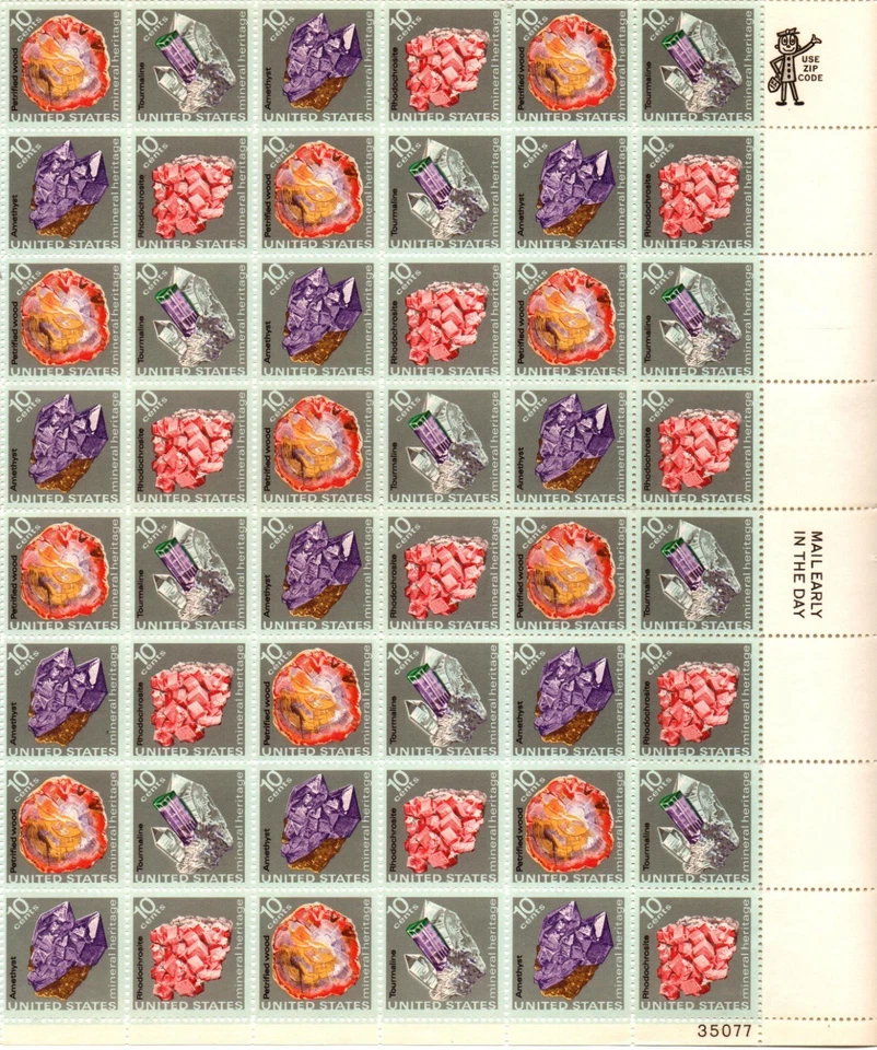 US Stamps  #1538-1541 10 cent  Mineral Heritage sheet of 48 stamps - Image 1 of 1