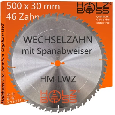 Holzboss ® HM-Kreis-Sägeblatt 500 x 30 mm LWZ 46 x Wechselzahn mit Spanabweiser - Bild 1 von 4