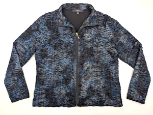 Toni Morgan Crinkled Wrinkle Effect Black Blue Marble Blazer Cardigan, Women L - Picture 1 of 11