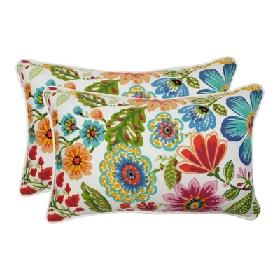 Almohada de felpa con acento floral brillante para interiores/exteriores, clima y moda... Foto 1 de 4