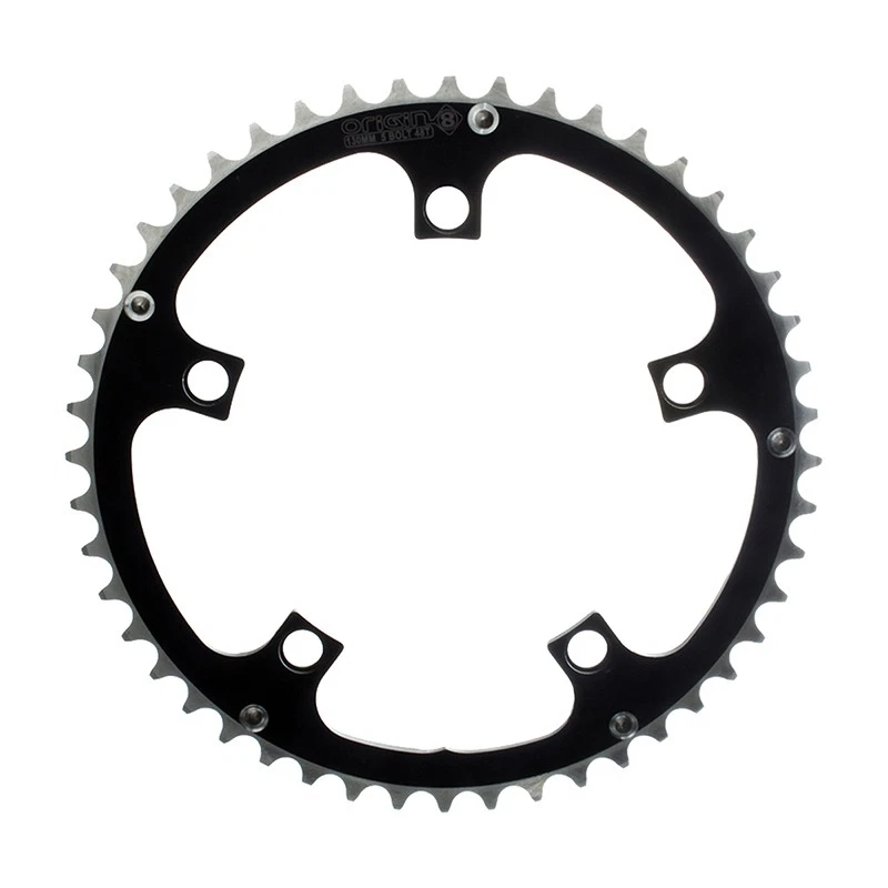 ORIGIN8 Alloy Ramped130mm 5-bolt 50T Ramped/Pinned Black/Silver Chainring - Image 1 of 1