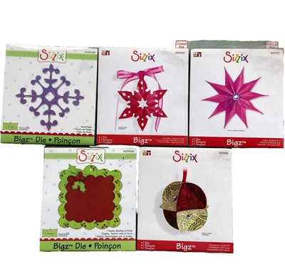 Ellison Sizzix BigZ Die Lot Christmas Snowflake Holly Ornament Star Frame NEW - Image 1 of 4