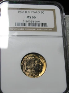 1938-D Buffalo Nickel ---- MS-66 NCG Graded Coin ---- #269C - Picture 1 of 6