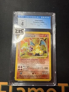 CGC 4 Charizard Set Base 4/102 - Carta Pokemon VG/EX - Foto 1 di 4