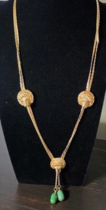 Vintage Cadoro Stil goldfarben Löwe Quaste Anhänger Halskette Landebahn Statement - Bild 1 von 9