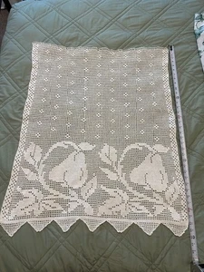 Vintage Europäische Handgehäkelte Elfenbein Spitze Gardine Panel - Bild 1 von 11