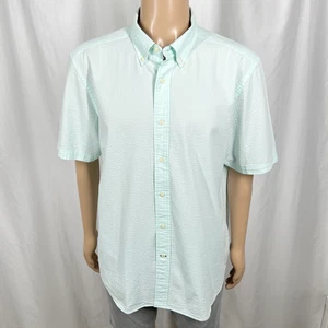 Nautica Herren XL hellblau 100% Baumwolle Seersucker Kurzarm Hemd mit Knopfleiste - Bild 1 von 8