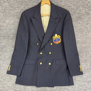 Vintage CHAPS Ralph Lauren Navy Blue Blazer w/Gold Buttons & Patch - Size 40 - Picture 1 of 13