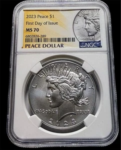 2023 $1 Peace Silver Dollar NGC MS70 FDOI Peace Label - Picture 1 of 2