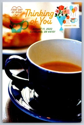 Maxi tarjeta Thinking of You Cup of Tea FDC con cancelación DCP #5807 Foto 1 de 2