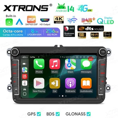 QLED 8“ Android 14 Autoradio 8G+128GB GPS CarPlay HiFi für VW Golf 5 6 Polo EOS  - Bild 1 von 4