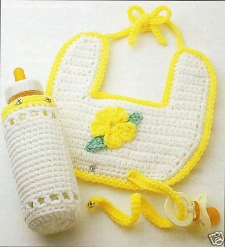 PRETTY Baby Bib Set/Crochet Pattern INSTRUCTIONS ONLY - Image 1 of 1