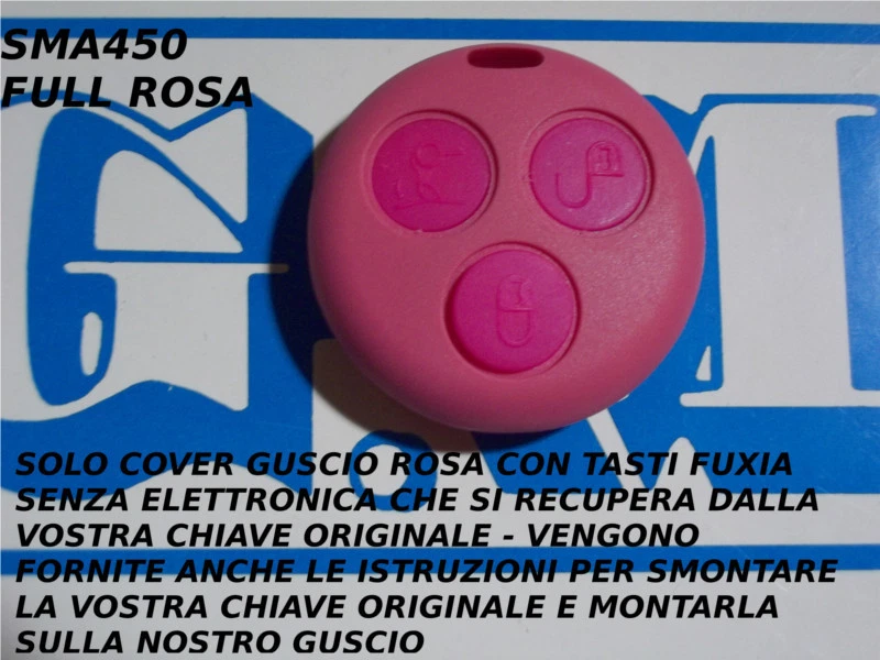 COVER GUSCIO ROSA TASTI FUXIA PER TELECOMANDO SMART FORTWO 450 USA TUA CHIAVE - Immagine 1 di 1