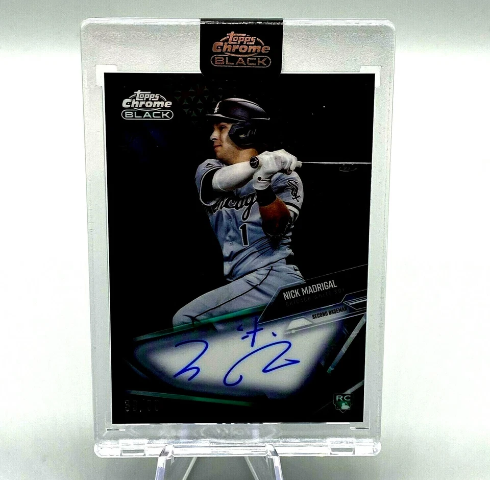 NICK MADRIGAL /99  2021 Topps Chrome Black ROOKIE Encased ON CARD Auto  RC - Image 1 of 4