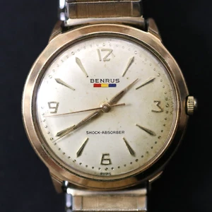 Vintage Running Benrus Shock Absorber 7001 10k Plated Mechanical Wind Watch - Picture 1 of 6