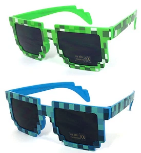 8 bits píxeles retro novedad para jugador geek disfraz gafas de sol verdes o azules - Imagen 1 de 8