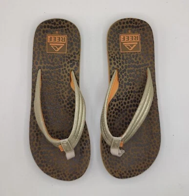 Sandalias Reef Niños Niñas Dorado Marrón Naranja Ahi Wild Talla 5 Chanclas CJ2048 Foto 1 de 4