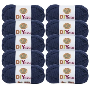 (10 Pack) Lion Brand Yarn 205-110 DIYarn Yarn, Navy - Picture 1 of 6