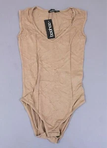 Boohoo Women's Scoop Neck Elisha Basic Sleeveless Bodysuit LV5 Camel US:2 NWT - Picture 1 of 4