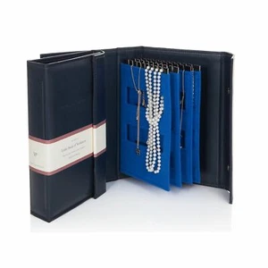 Travel Jewellery Box Navy Little Book Of Large Necklace Storage Organiser Case - Picture 1 of 1