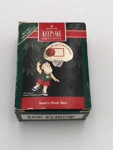 Hallmark Keepsake Ornament Santa’s Hook Shot Dated 1992 Set Of 2 Ornaments - Picture 1 of 4