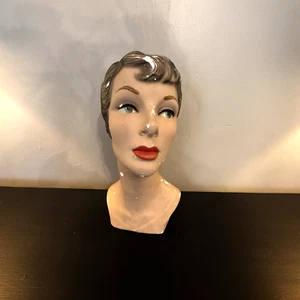 Vintage Ceramic Female Mannequin Head – Millinery Hat Wig Bust Display FH 103 - Picture 1 of 24