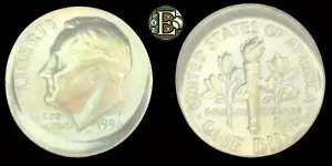 Beautiful Off Center Dime ERROR Strike Roosevelt 1990 P 10c - Picture 1 of 3