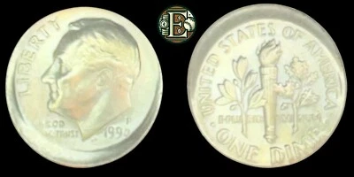 Beautiful Off Center Dime ERROR Strike Roosevelt 1990 P 10c - Image 1 of 3