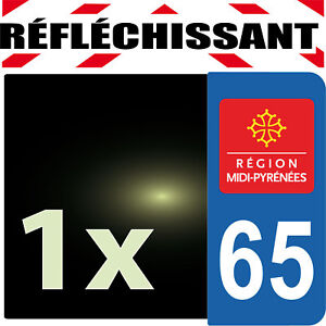 DEPARTEMENT 65 rétro-réfléchissant Plaque Auto 1 sticker autocollant reflectif