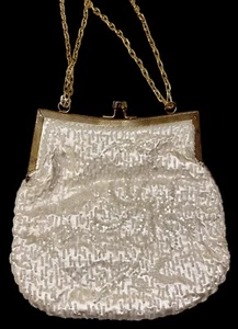 Mister Ernest Vintage White Beaded Handbag Clutch Purse - Picture 1 of 5