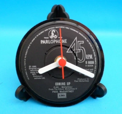 PAUL McCARTNEY WINGS CLOCK Side Table Desk Top Upcycled Vinyl Record Hit Single - Image 1 of 4