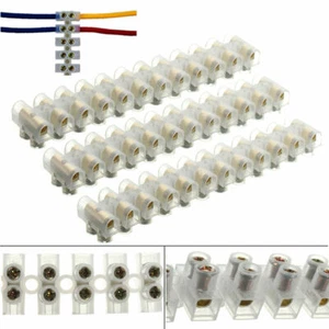 3pc White 12 Way 3A Barrier Screw Terminal Block Wire Connection Connector Strip - Picture 1 of 3