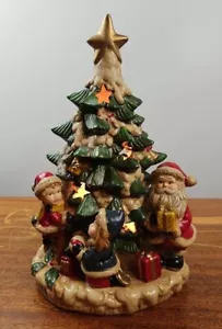 Vintage Look Light-up Ceramic Christmas Decor Tree Scene With Santa Claus In EUC - Picture 1 of 10
