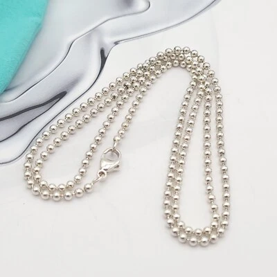 Tiffany & Co. Ball Bead Beaded Toilet Necklace 34" Chain in 925 Sterling Silver. - Image 1 of 4