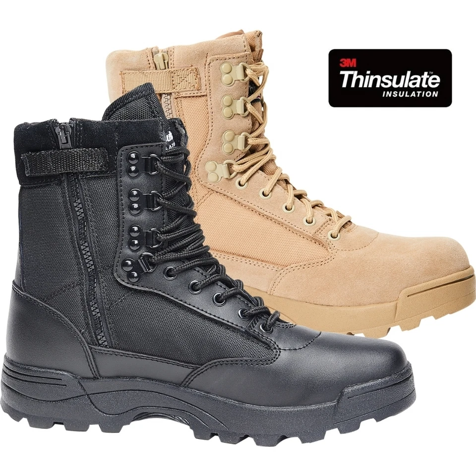 Brandit Tactical Boot Zipper 9017 Unisex Leder Einsatz Outdoor Stiefel 9-Loch RV - Bild 1 von 1