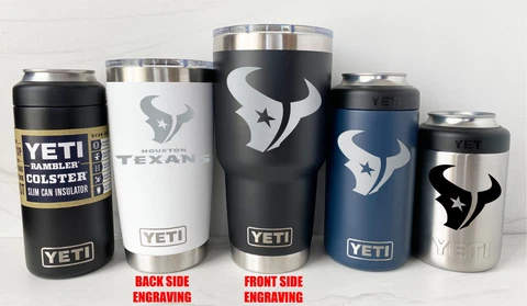 Houston Texans YETI Laser Engraved 20 or 30 oz. Tumblers and Colsters, 2-SIDED Cover