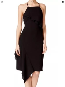 NWT Betsey Johnson NEW Black Women Size 2 Cross-Back Bib-Neck Sheath Dress $138 - Picture 1 of 3