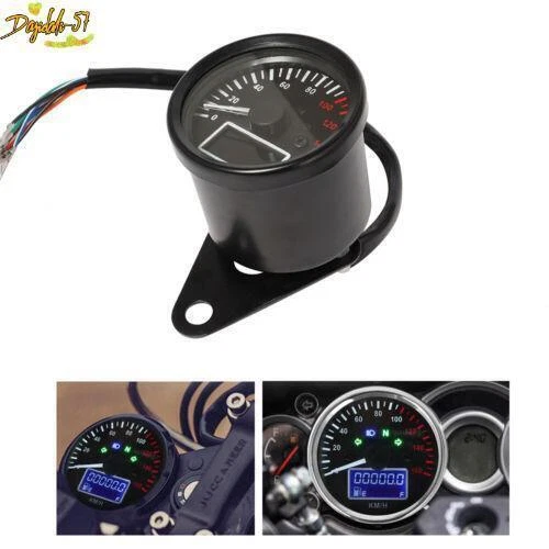 Motorcycle Retro Digital Speed Meter Odometer Tachometer Gauge Motorcycle 12V - Image 1 of 4