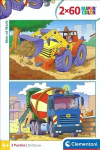 Clementoni - Farb-Puzzle "Baustelle - Men at work" 2 x 60 Teile - Neu & OVP - Bild 1 von 1