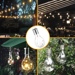 Waterproof Solar Garden Hanging Light Bulb with 4 LEDs for Camping Warm White 3V - Picture 1 of 12