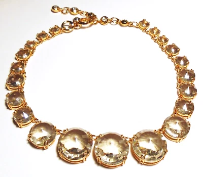 IMPRESIONANTE COLLAR HENRI BENDEL Tono Oro Rosa GRANDE Punta CRISTAL GRIS Foto 1 de 4