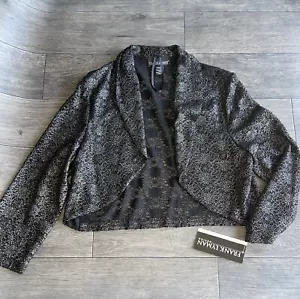 Frank Lyman Neu mit Etikett Jacke Kleid Cover offene Strickjacke Spitze schwarz schimmernd transparent - Bild 1 von 9