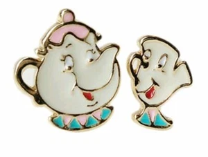 La Bella y la Bestia Señora ollas y Chips Pendientes de Tachuelas Coleccionistas Regalo Vendedor del Reino Unido - Imagen 1 de 8