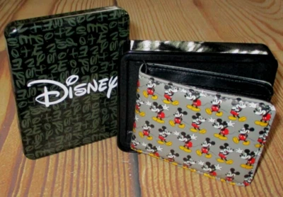 MENS DISNEY BUCKLE DOWN MICKEY MOUSE BIFOLD WALLET WITH METAL TIN GIFT BOX - Image 1 of 4