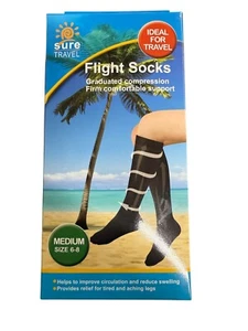 SURE TRAVEL - FLIGHT SOCKS - MEDIUM - 6-8 - BRAND NEW IN ORIGNAL PACKAGING - Picture 1 of 3
